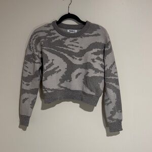 William Rast Gray Patterned Crewneck Sweater